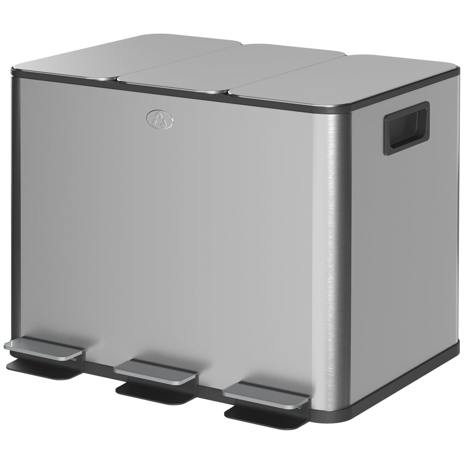 3 X 20l Triple Kitchen Bin Pedal Bin For Recycling And Waste | Silver