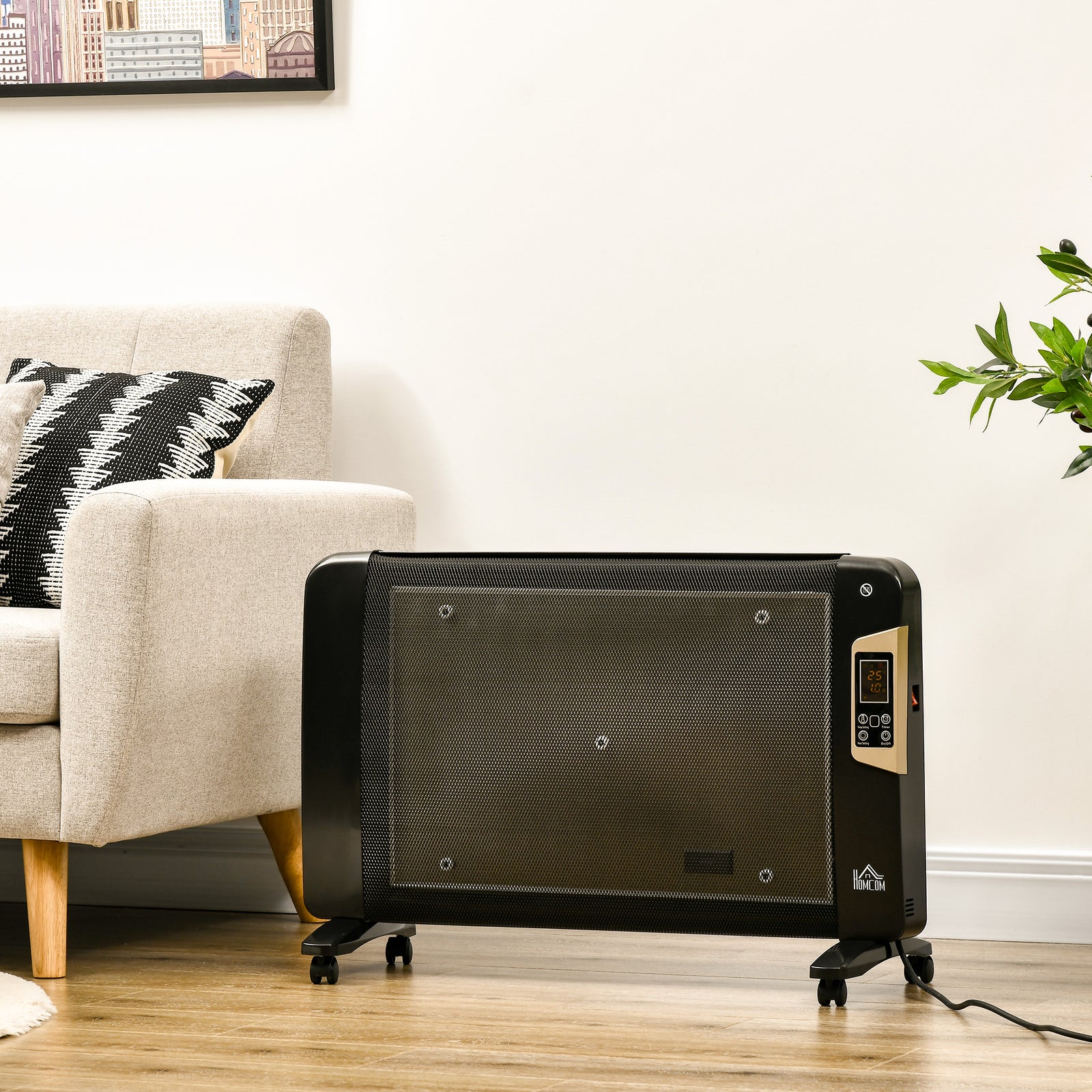 Mica Electric Space Heater Portable With 2 Heat Settings | One Size | Black