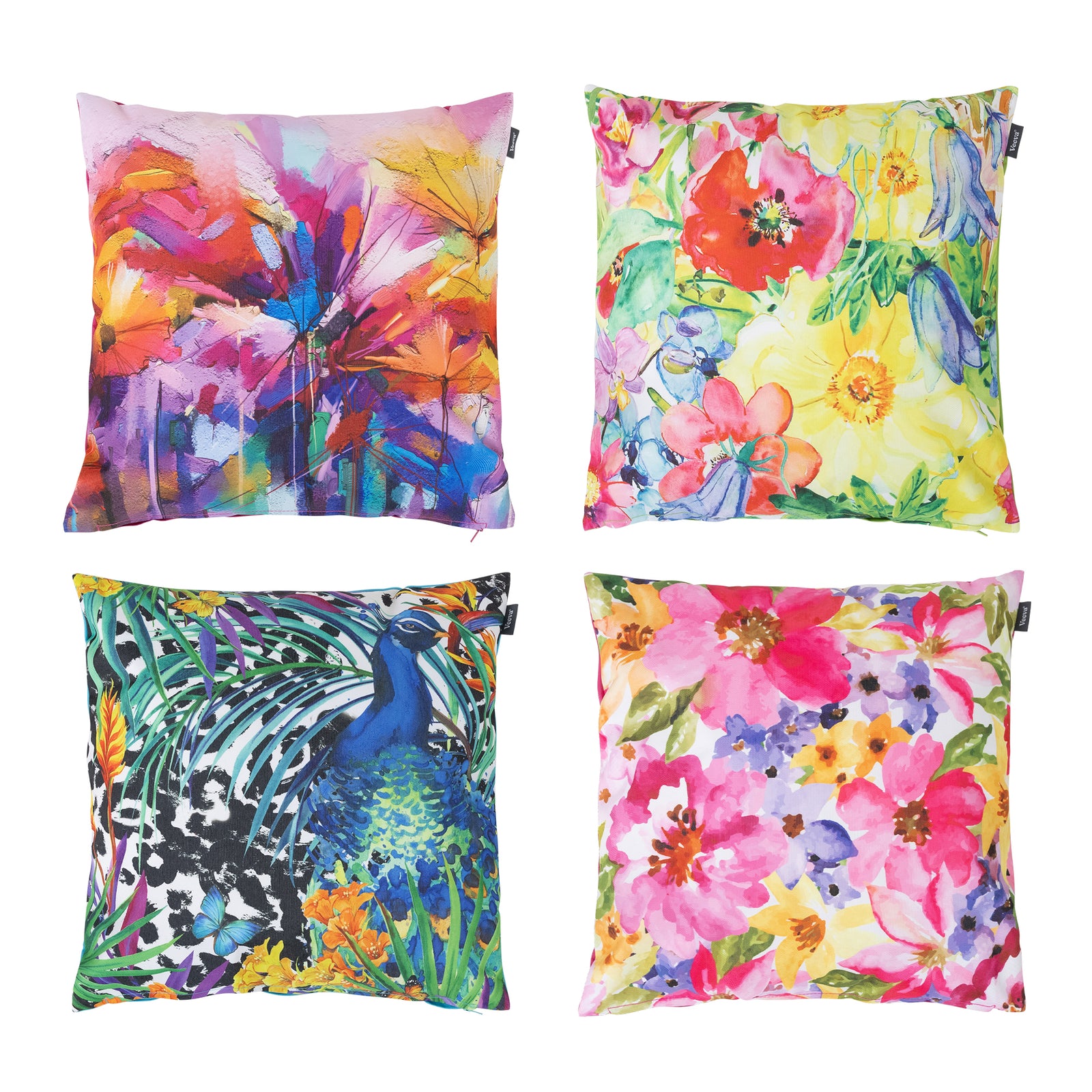 Floral Indoor Outdoor Cushion Set Of 4 Water Resistant Cushions