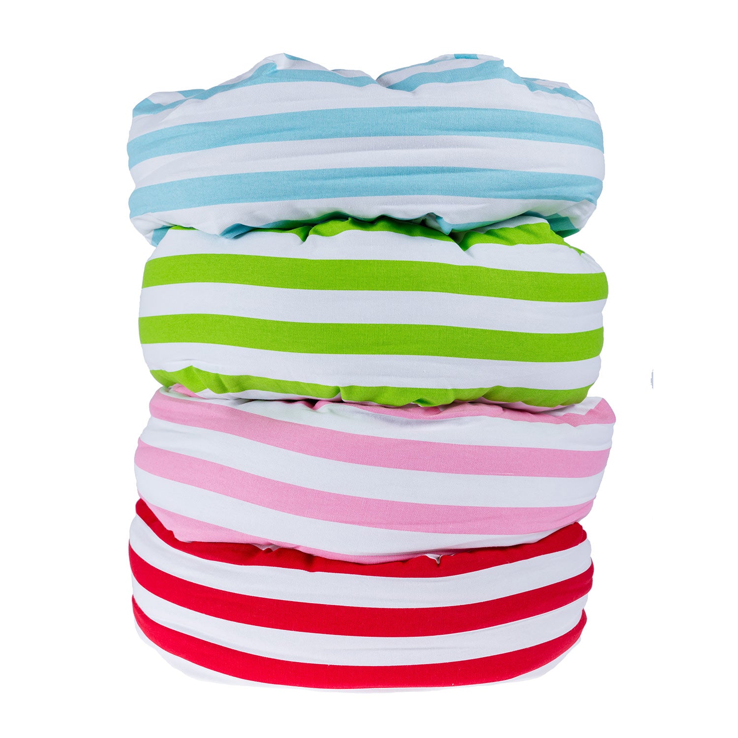 Striped Pleated Round Floor Cushion | 40cm x 40cm | Pink