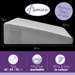 Bed Wedge Pillow For Bed, Memory Foam, Orthopaedic Support For Sleeping, Acid Reflux, Gerd, Snoring & Back Pain Washable