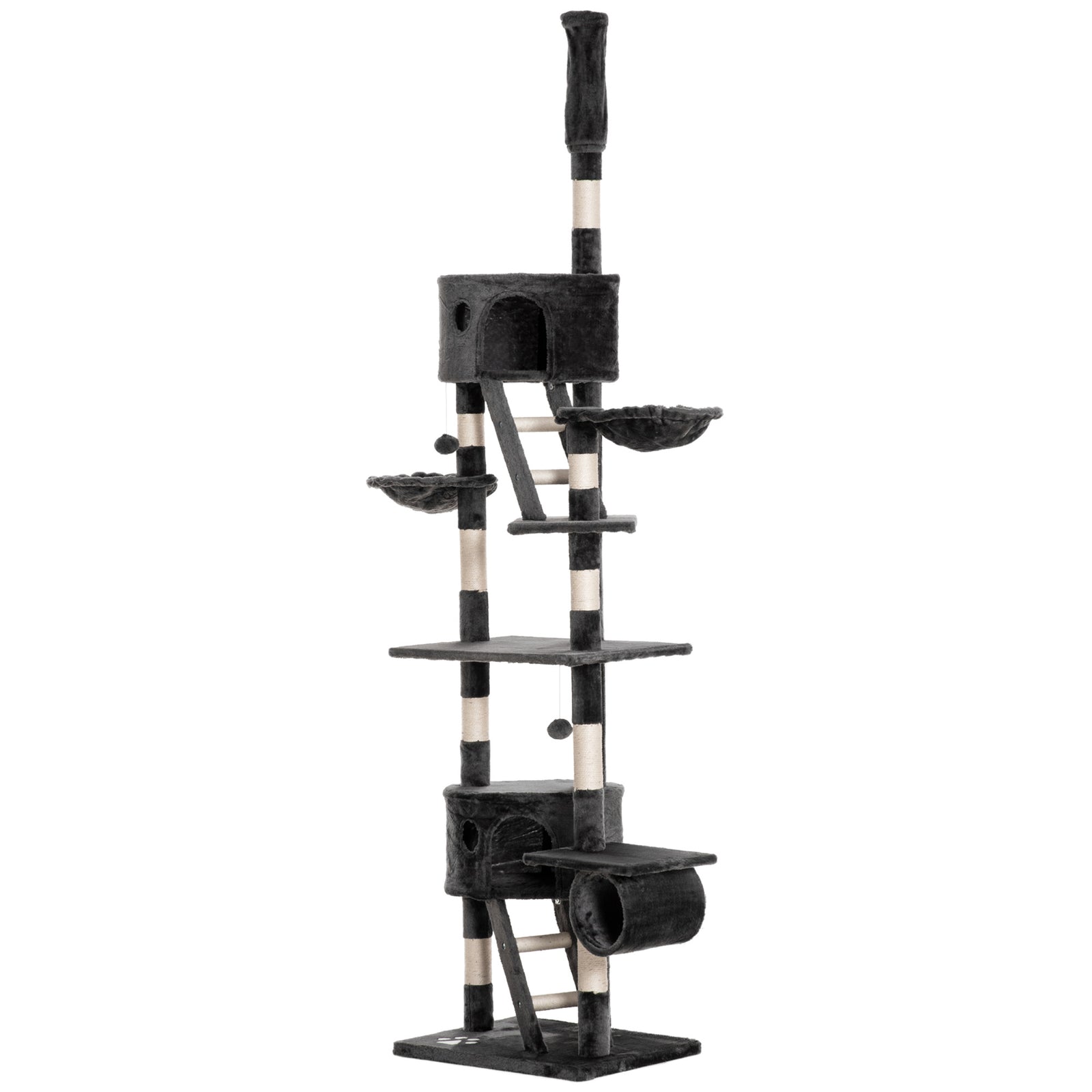 240-260cm Floor To Ceiling Cat Tree With Scratching Posts | Dark Gray