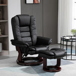 Swivel Manual Recliner And Footrest Set Leather | Black