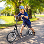 Teen Scooter Adjustable Height Dual Brakes Rubber Wheels Kickstand | Black