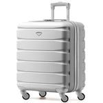 56x45x25cm Large Cabin Carry On Case - Overhead Luggage Suitcase - 4 Spinner Wheels - Abs Shell | 56 x 45 x 25cm | Silver