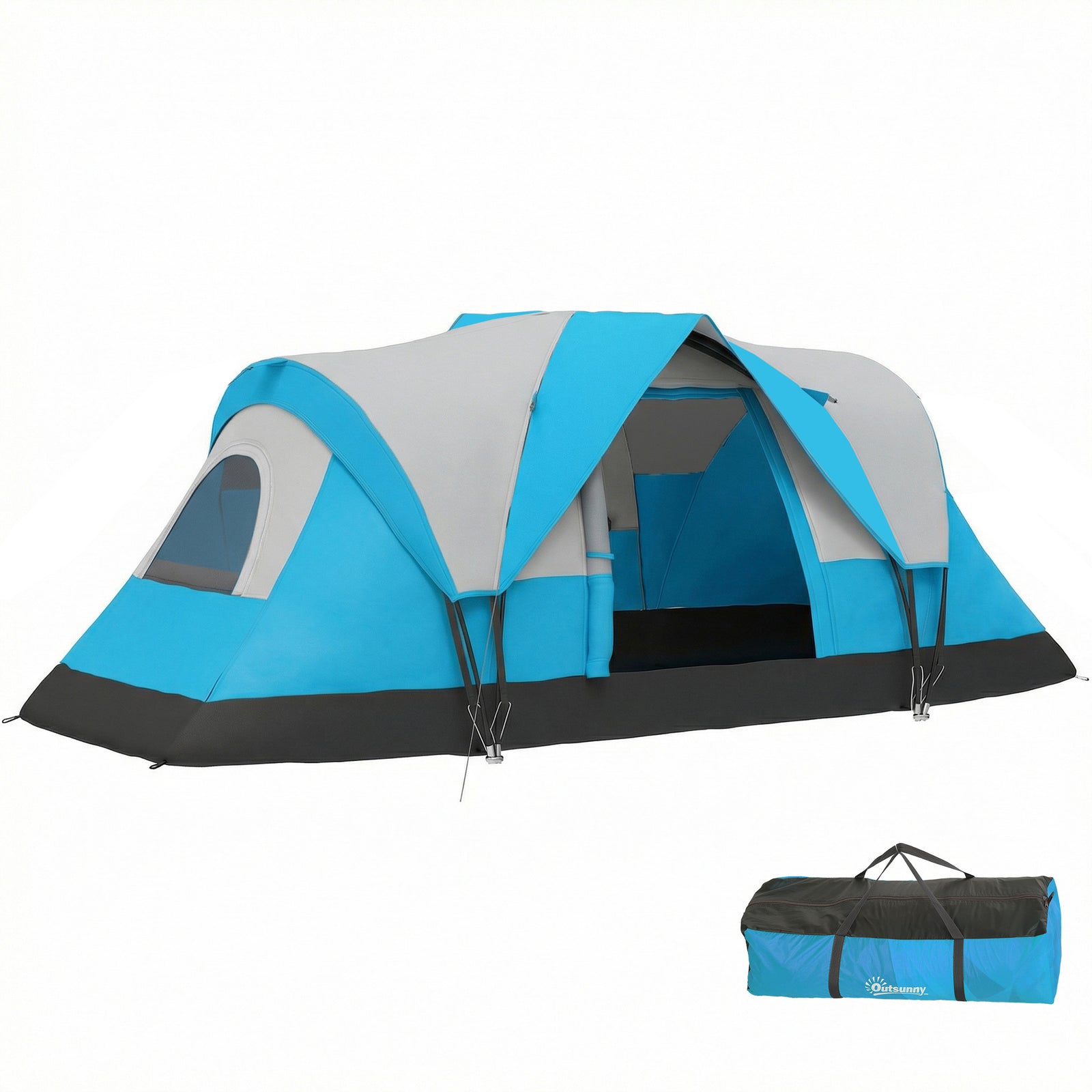 5-6 Man Camping Tent, Water Resistant Hiking Shelter | Light Blue