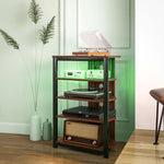 HOMCOM Tv Stand With Lights, 4-tier Storage Shelves For Tvs Up To 29"