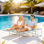 2 Pieces Sun Loungers Foldable Reclining Chair | Light Grey