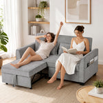 2 Seater Sofa Bed, 4-in-1 Convertible Pull Out Sleeper Sofa | Grey