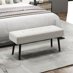 End Of Bed Bench With Thick Padding, Steel Legs For Entryway | One Size | Cream