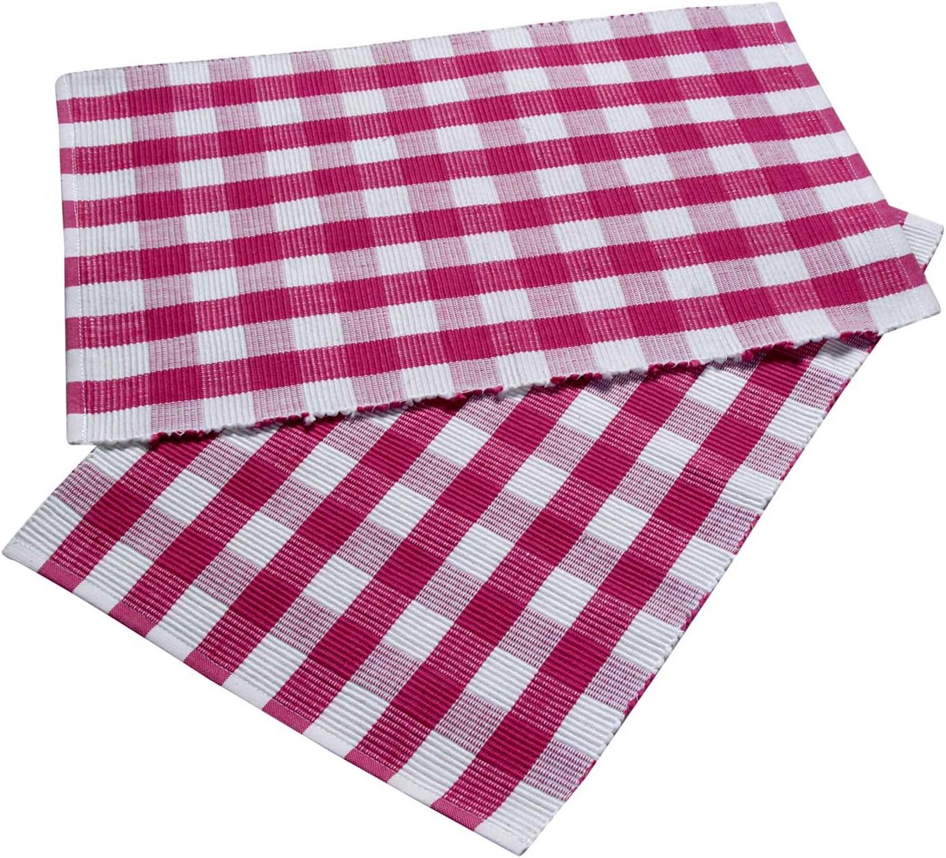 HOMESCAPES Pink Block Check Cotton Gingham Placemats, Set Of 2