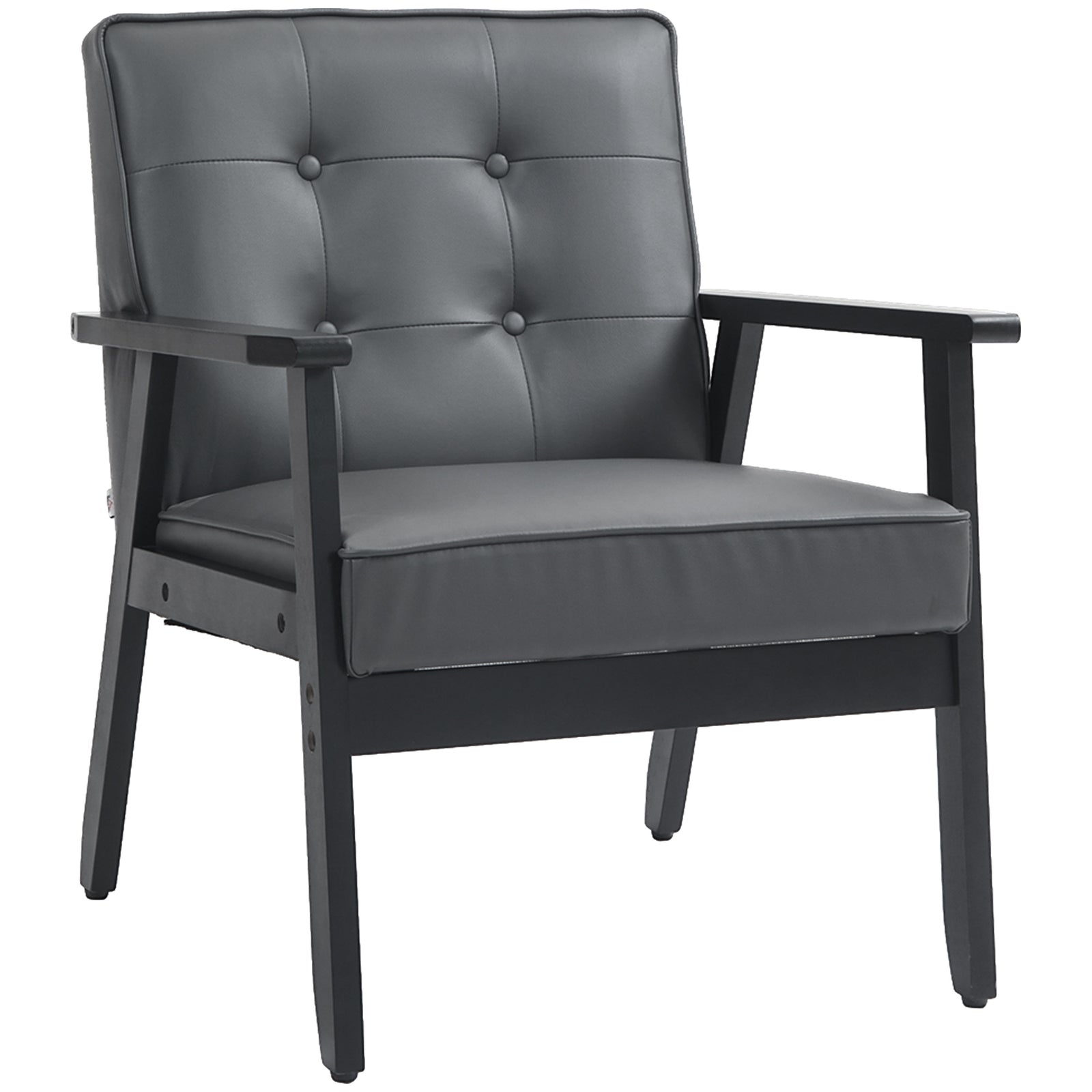 Accent Chair Pu Leather Armchair With Armrests | One Size | Gray
