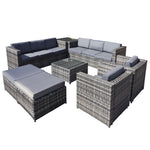 Malta Rattan 10 Seat U-shape Set With 2 Footstools | 10 Seat | Walnut Grey