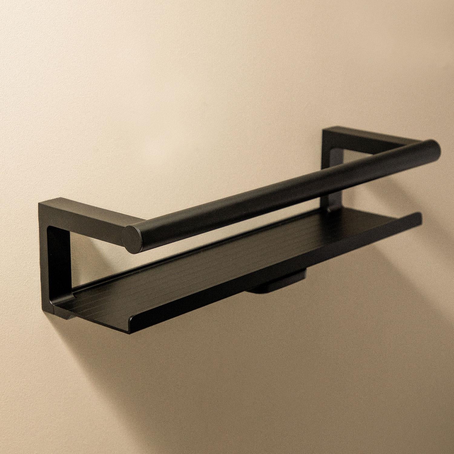 Bathroom Shelf, Organizer Glass Wiper Matt Black Architect S+ Collection