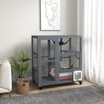 Pawhut Outdoor Catio Cat House On Wheels With Platforms, Hammock