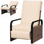 Rattan Recliner Chair, Adjustable Backrest & Footrest | Brown
