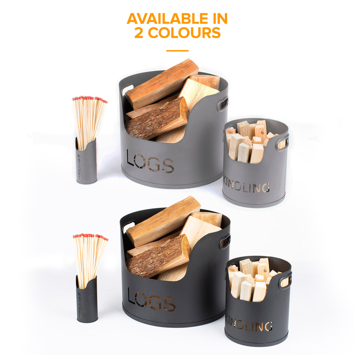 Livivo 3 Piece Fireplace Log & Kindling Storage Bucket Set