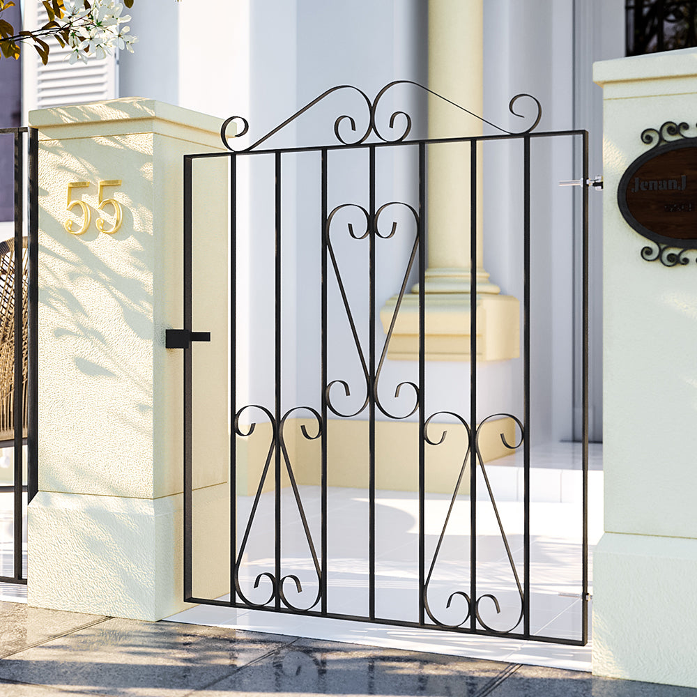 85 W×104cm H Modern Metal Garden Gate Metal Entry Gate With Scroll Design