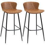 Pu Leather Bar Chairs With Back Set Of 2