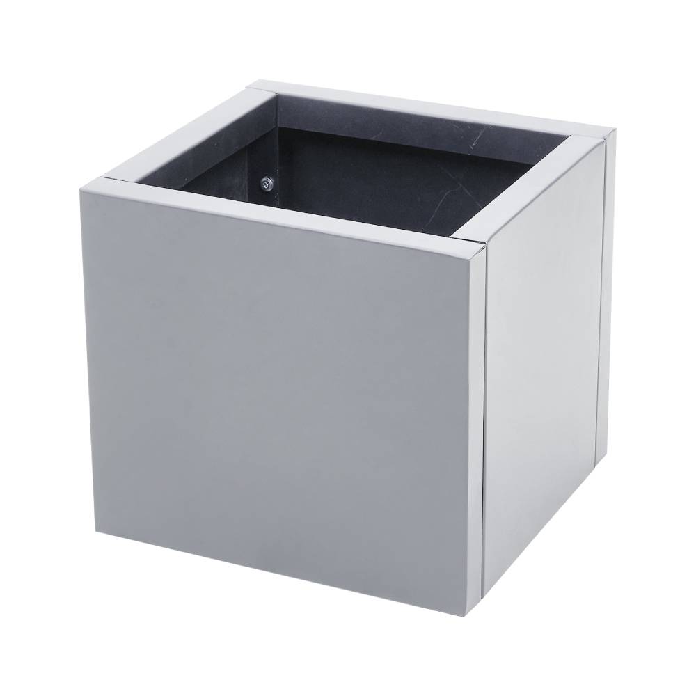 Zinc Galvanized Steel Planter Box With Drainage Hole –square Raised Planter Box Outdoor Balcony Garden Trough Pot | Small | Light Grey