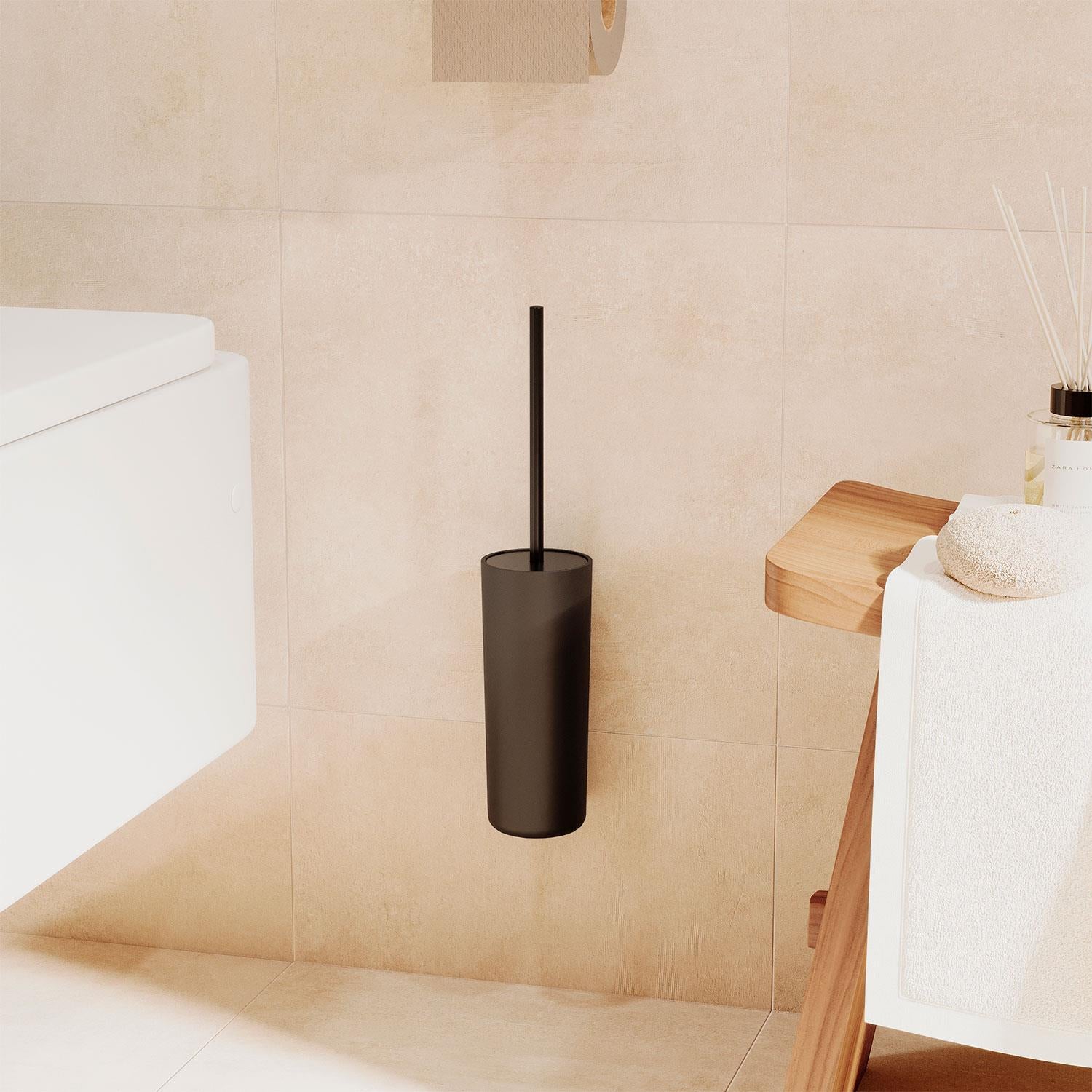 Toilet Brush, Screw-in Or Self-adhesive, Matt Black, Next Collection