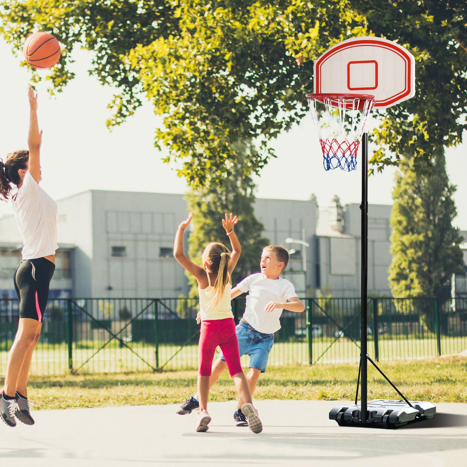 Portable Basketball Stand 175-215cm Hoop Base Net | Black