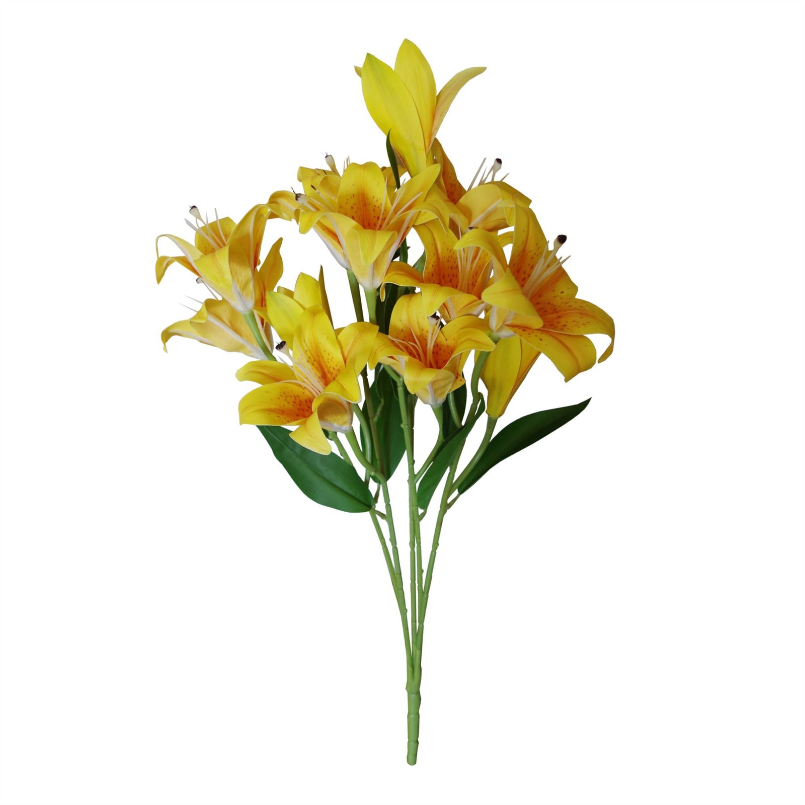 12 X 60cm Artificial Lily Stem Yellow 144 Flowers
