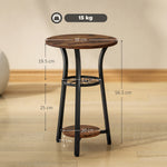 HOMCOM 3-tier Small End Table Industrial 38 Cm Round Side Table Rustic Brown