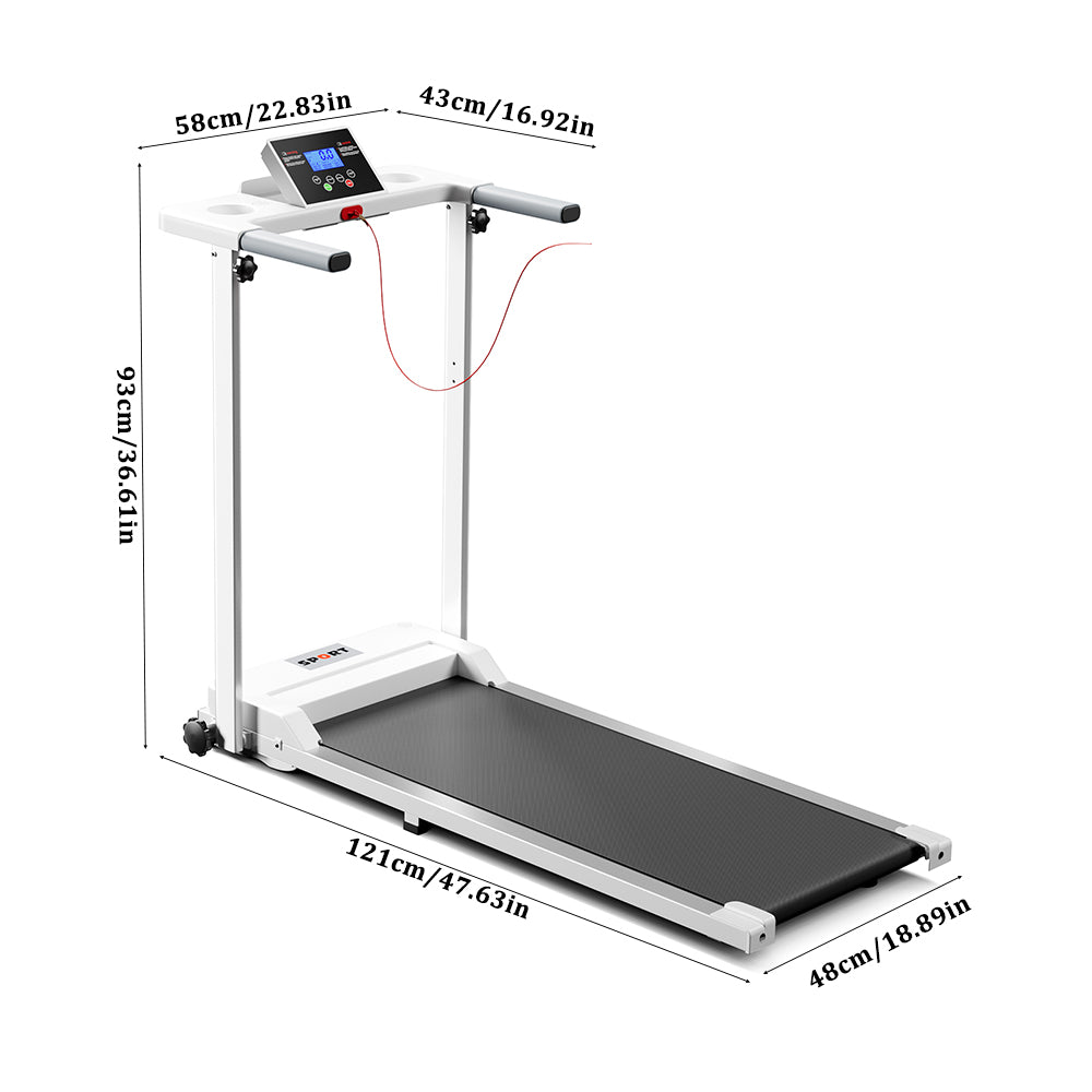 Folding Protective Indoor Treadmill | White