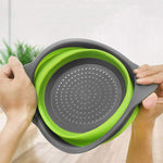 Collapsible Kitchen Silicone Colander Strainer Bowl | Green