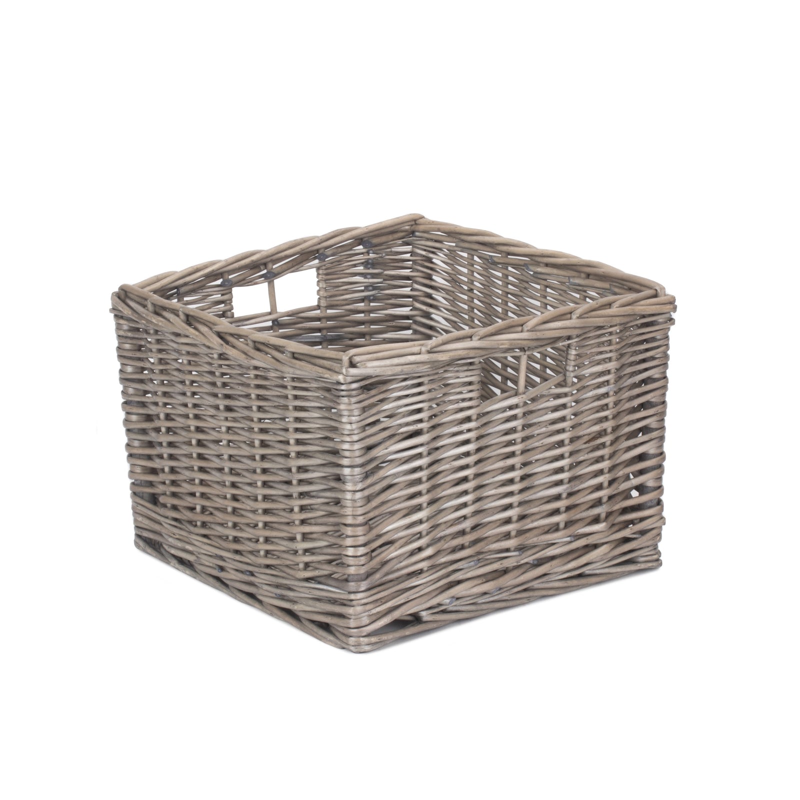 Wicker Square Antique Wash Unlined Storage Basket | Small | Brown
