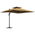 3m Cantilever Parasol W/ Hydraulic, Dual Top, Base | Khaki