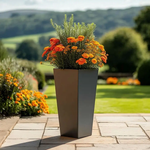 Zinc Galvanised Tall Flared Tapered Square Planter | 30cm x 30cm x 70cm