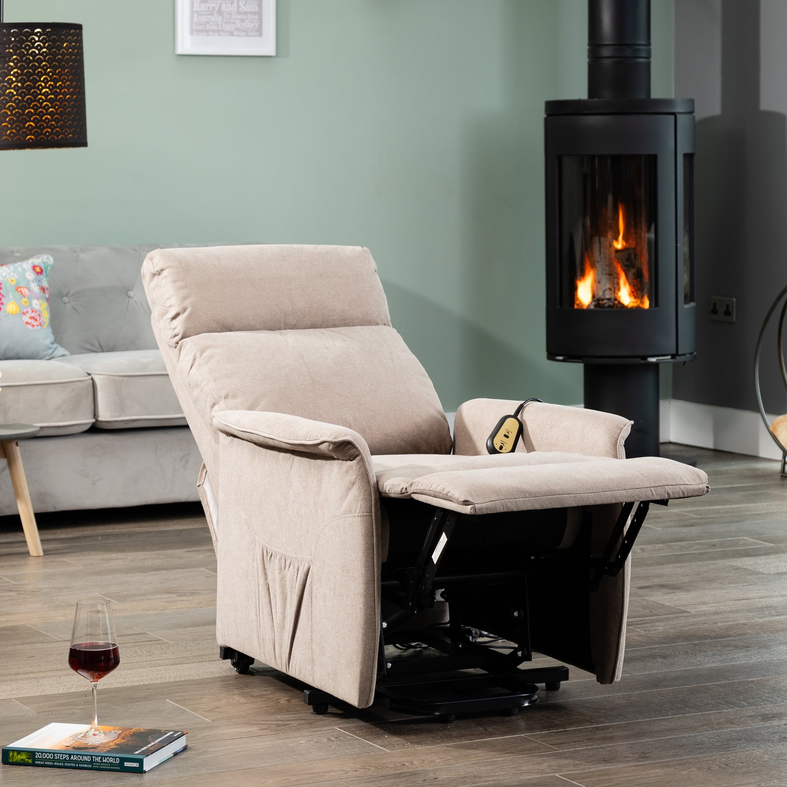 Milan Electric Lift Assist Rise And Recline Chair | Cappuccino