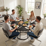 Round Dining Table For 4-6 Space Saving 120 Cm | Black