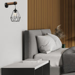 Acero Wall Lamp 1xe27 This Hand Made Industrial Style Lamp Is Hand Made From Sleek Black Steel And Natural Dark Wood