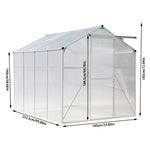 Polycarbonate Greenhouse– Aluminum Frame Walk-in Greenhouse With Sliding Door & Ventilation Window For Plants & Flowers, White, 8 x 6ft