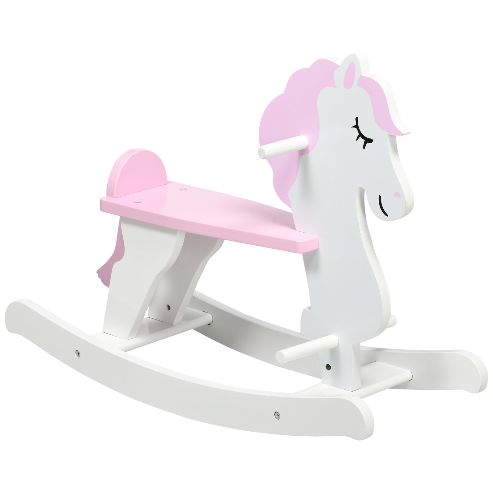 Kids Ride-on Toy Rocking Horse W/ Handlebar, Foot Pedal - Pink