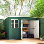 8.5 X 6ft Galvanised Steel Garden Shed With Foundation Kit | Green