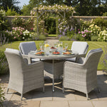 Hampton Rattan 4 Seat Dining Set | Dove Grey
