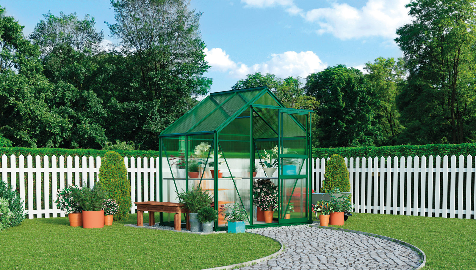 Traditional Metal Greenhouse | 6.2 x 4.3 x 6.6ft | Green