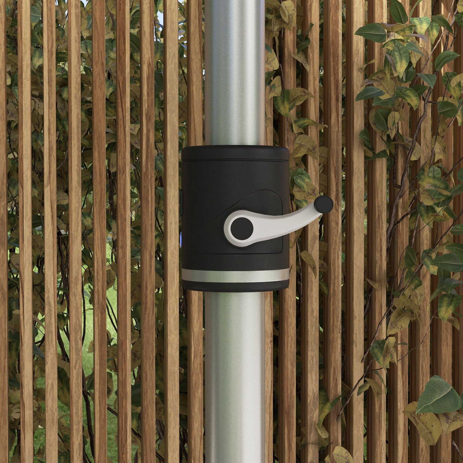 Garden Parasol W/ Usb & Solar Led Lights, Crank Handle | Blue