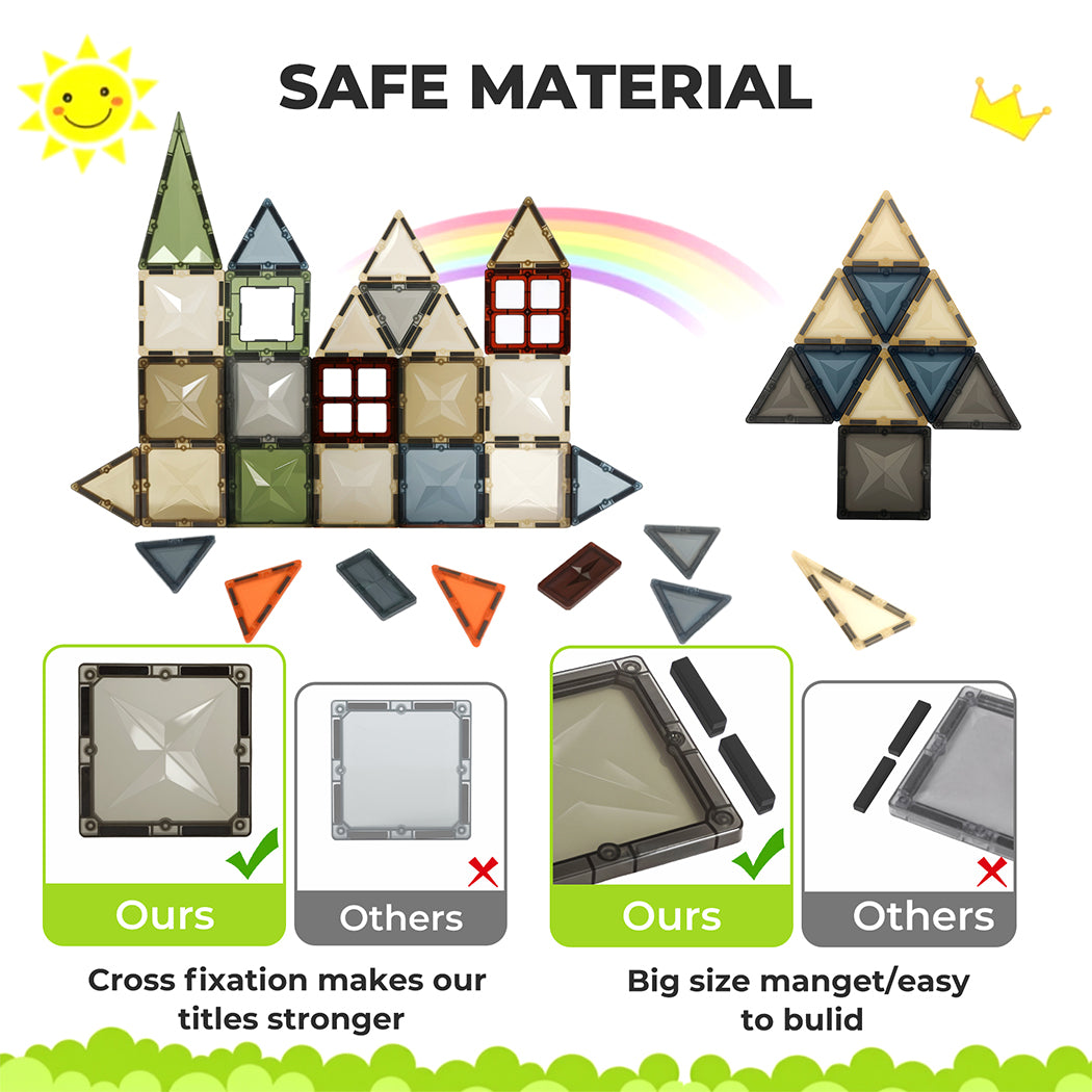 Magnetic Tiles 60pc For Kids Building Blocks Construction Fun Activity Kit | Multi Colour