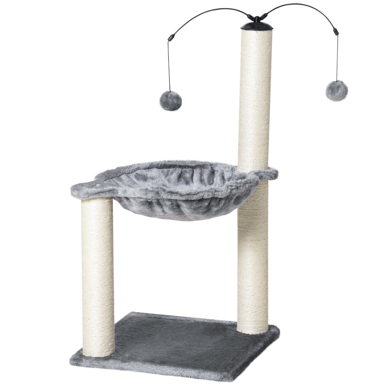 83cm Cat Tree Tower W/ Sisal Scratching Post Hammock Toy Ball - Grey