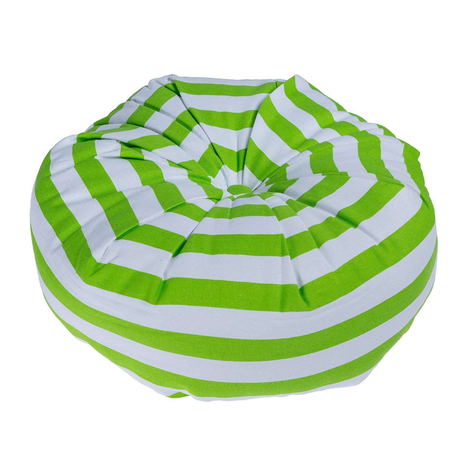 Striped Pleated Round Floor Cushion | 40cm x 40cm | Green