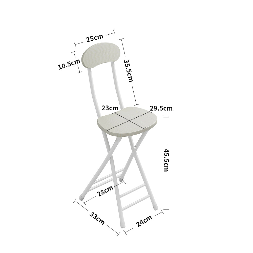2 Pieces Compact Wooden Folding Chair With Metal Legs | Set of 2 | White