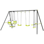 Garden Swing Set With Double Swings, Glider, Swing Seats For Outdoors