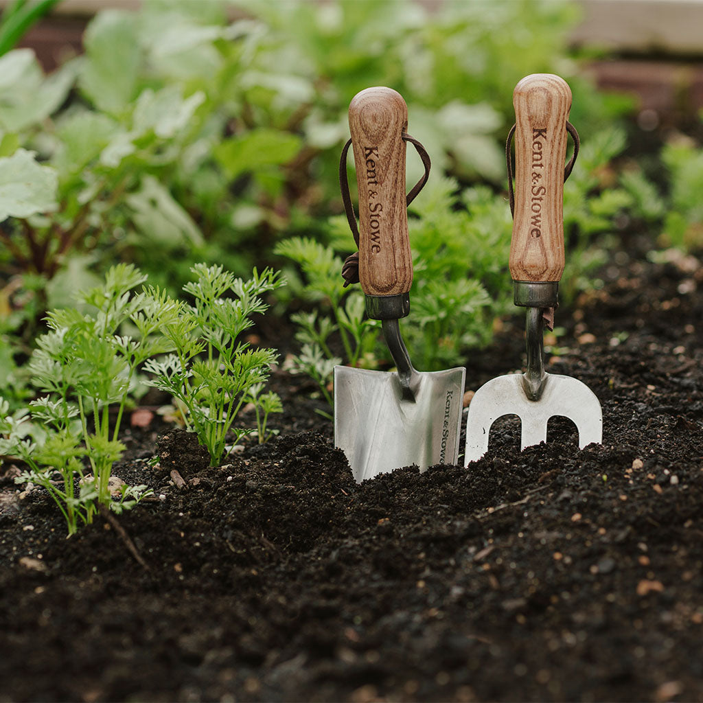 Garden Life Hand Fork & Trowel Set, Lightweight Stainless Steel With Ash Handles