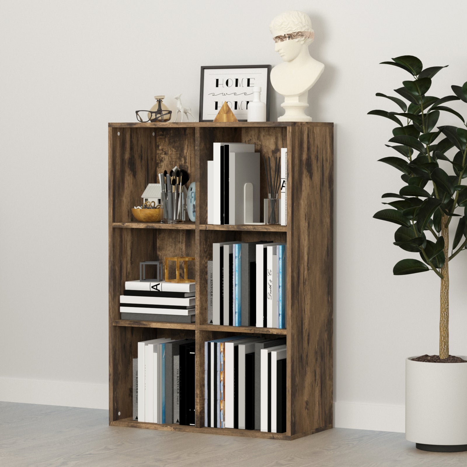 Cubic Cabinet Bookcase Storage Shelves For Home Office | One Size | Pale Brown