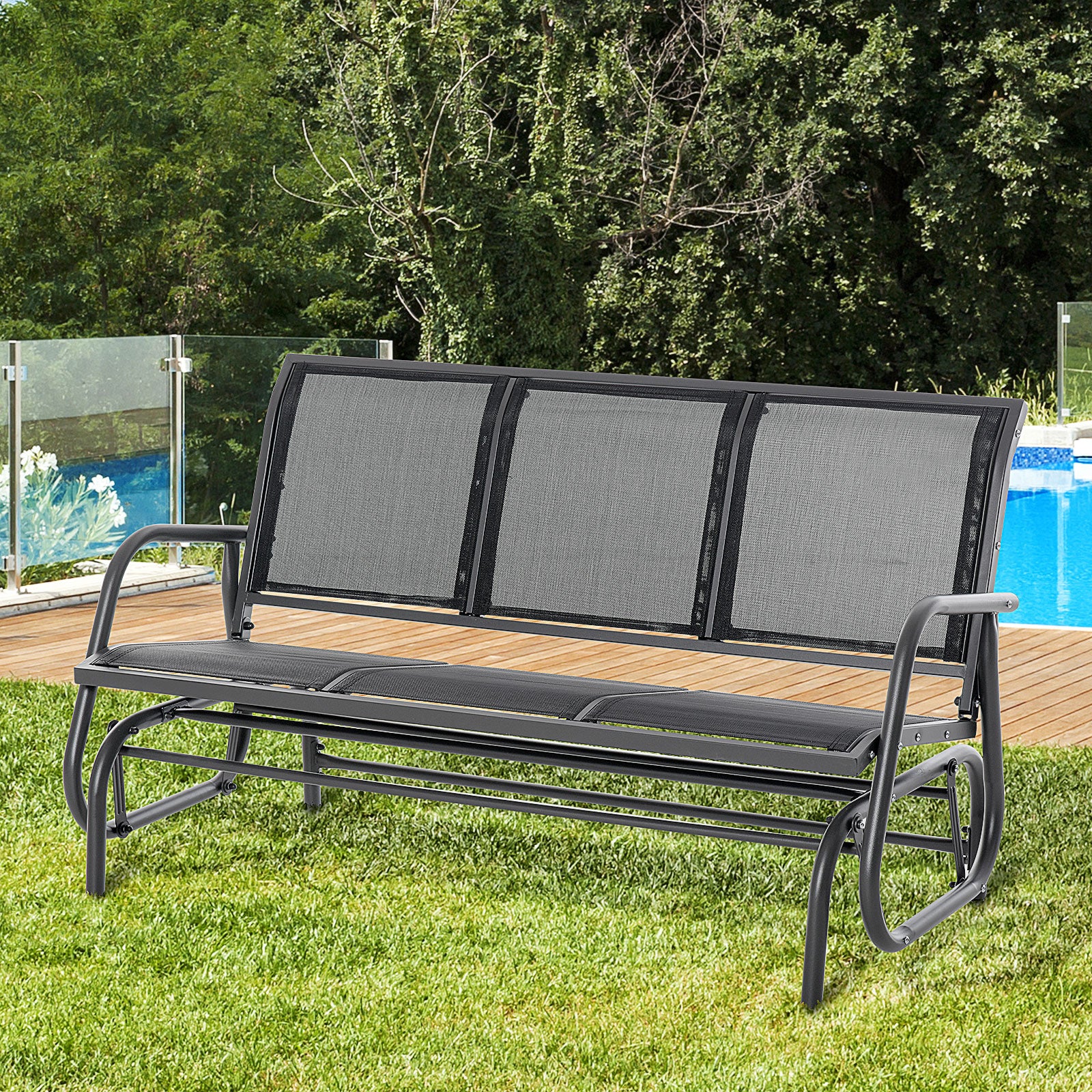 3-seat Glider Rocking Chair For Garden
